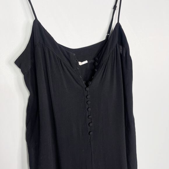 Francescas Mi Ami Small Black Button Front Jumpsuit Spaghetti Strap Wide Leg - Picture 4 of 8